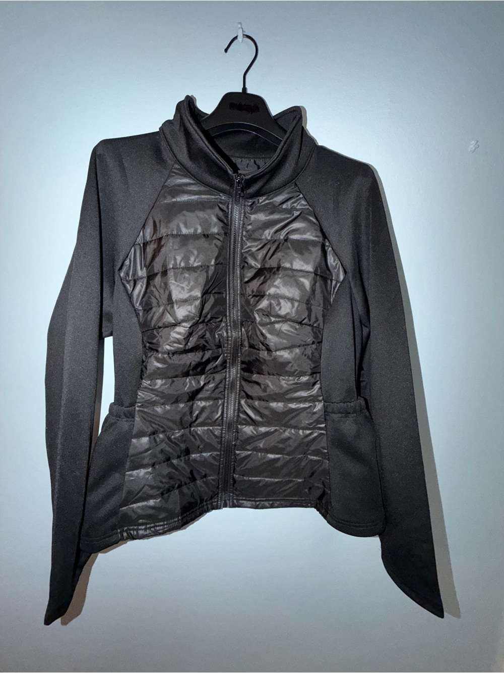 SHEIN Black Quilted Hybrid Puffer Jacket